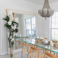 White Vanda Orchids with Driftwood in a Large Conical Glass Cylinder