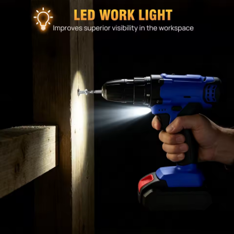 21V Cordless Drill Driver Kit — 29-Piece Set with LED Light & 25+1 Torque Control